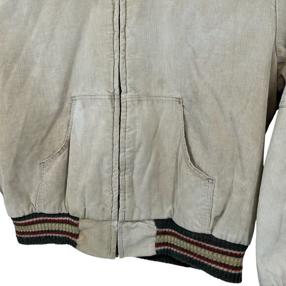 VTG 70s Men's Cream Corduroy OshKosh B'Gosh Quilt Lined Varsity Chore Jacket XL - Picture 7 of 14